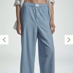 Anthropologie Wren Blue and White Striped Wide Leg Pants